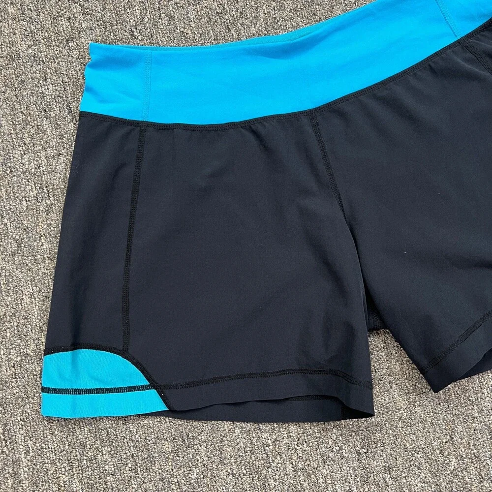 Lululemon Athletic Shorts Womens 8 Black Blue Medium Running 31‎ x 5 Bottoms
